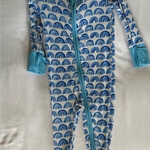 Little Sleepies Blue and White Rainbow Footies